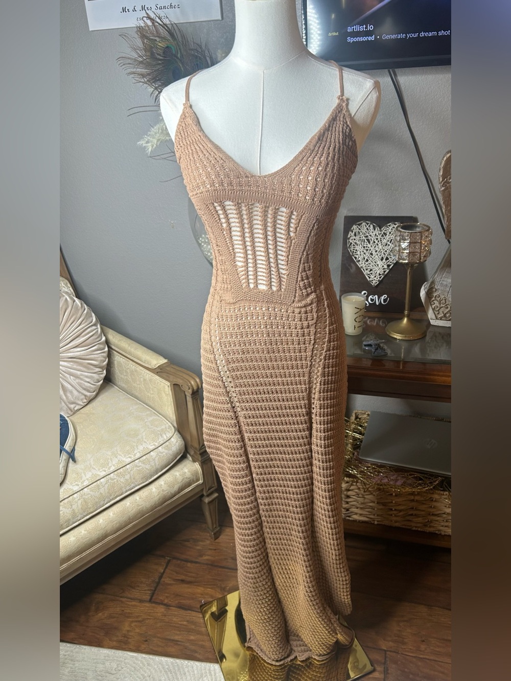 Crochet Halter Maxi CorsetDress viral vacation and resortwear style Size Large
